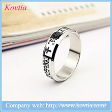 White gold men rings stainless steel jewelry cross bible letter ring
